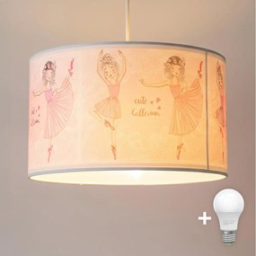 Brilagi - Kábellel függesztett LED gyermekcsillár BOBO, 1xE27/60W/230V, Ø 35 cm, rózsaszín / balerinák