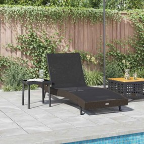 Napozóágy asztallal 2 pcs Barna, fekete 40 x 40 x 40.5 cm