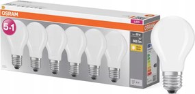 6x Led izzó E27 A60 7W 60W 806lm 2700K Meleg 300° Base Osram