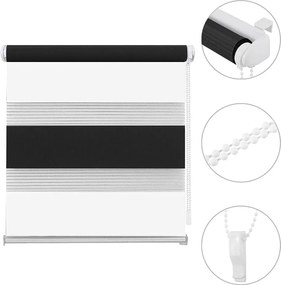 Eurohome Dupla Roló Felhelyezhető Rögzítéssel, Fúrás Nélkül, 120 x 150 cm, Fehér-Fekete