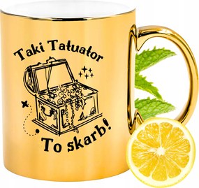 Prémium Arany Csillogó Bögre Tetováló Ajándék Nyomtatott Fotóval