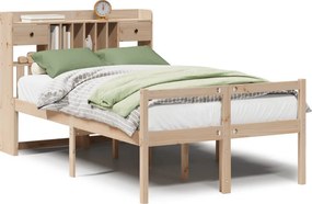 vidaXL tömör fenyőfa könyvespolcos ágy matrac nélkül 135 x 190 cm
