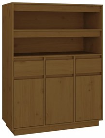 mézbarna tömör fenyőfa magasszekrény 89x40x116,5 cm