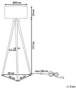 Háromlábú fehér fa állólámpa 142 cm NITRA Beliani