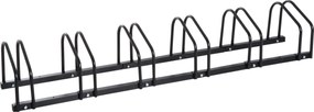 HOMCOM Kerékpártartó Többkerékpáros Állvány, Időjárásálló, Tartós Padló- és Fali Felszerelés, Acél, 6 Kerékpárhoz, Fekete, 179 x 33 x 27 cm | Aosom