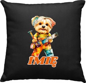 Gyerek párna Kutya Építés +Név Fekete