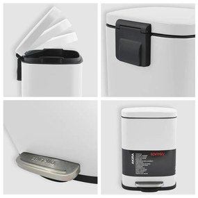 Matt fehér acél pedálos szemetes 5 l Akira – Spirella