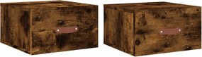 vidaXL 2 db füstös tölgy színű fali éjjeliszekrény 35 x 35 x 20 cm
