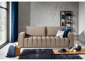 Világosbarna bársony kinyitható-tárolóhelyes kanapé 247 cm Lazaro – ELTAP