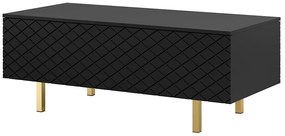 Scalia II 120 2K dohányzóasztal fiókkal - Fekete matt / arany lábak