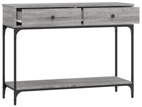 szürke sonoma színű szerelt fa konzolasztal 100 x 34,5 x 75 cm