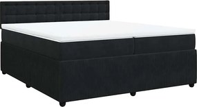 vidaXL fekete bársony rugós ágy matraccal 200x200 cm