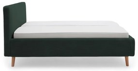 Sötétzöld kárpitozott ágyneműtartós franciaágy ágyráccsal 180x200 cm Mattis Cord – Meise Möbel
