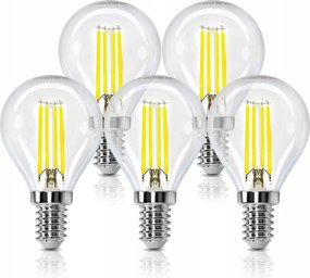 5x Led izzó E14 filament 4W=40W 470lm 6500K Hideg Dekoratív Aigostar