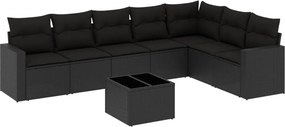 vidaXL 8 részes fekete polyrattan kerti ülőgarnitúra párnákkal