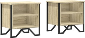 vidaXL 2 db sonoma tölgy színű szerelt fa éjjeliszekrény 40x30x40 cm