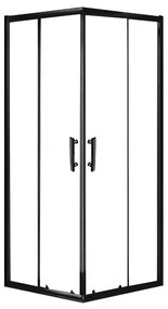 Stuxi Delhi Black 80x80 cm szögletes két tolóajtós zuhanykabin 6 mm vízlepergető biztonsági üveggel, fekete elemekkel, 190 cm magas
