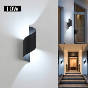 Led Beltéri, Fali lámpatest 10W Fekete Kültéri Fali lámpa Fehér Meleg