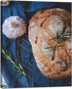 Vászonkép Kenyér Fokhagyma Reggeli Rozmaring Vintage 40x50