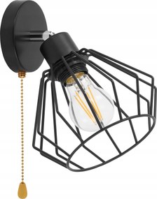 Fali lámpa Loft Led vezetékes fekete, mozgatható kapcsolóval