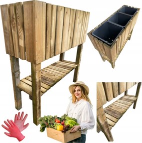 Zöldségtartó Gyógynövényes Láda 80x28x80 cm Lábtartó Virágtartó Herbária Ágyás