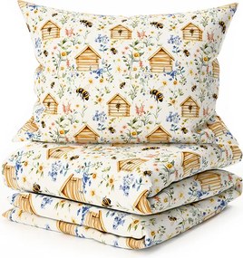 Pamut ágynemű WOODEN HOUSES POLY színes Ágyneműhuzat mérete: 2 db 70 x 90 cm | 200 x 220 cm