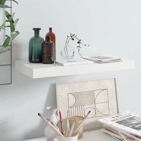 magasfényű fehér MDF lebegő fali polc 50 x 23 x 3,8 cm