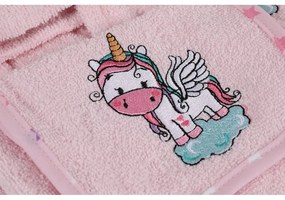 Rózsaszín pamut gyerek fürdőköpeny és fürdőlepedő szett 3 db-os 0-2 év Unicorn – Foutastic