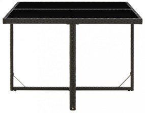 fekete polyrattan és üveg kerti asztal 109 x 107 x 74 cm