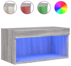 szürke sonoma színű TV-szekrény LED-világítással 60x30x30 cm