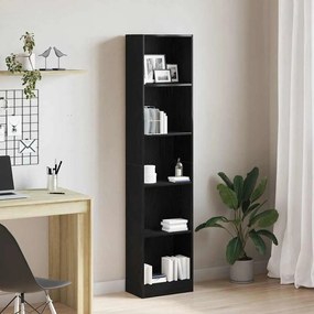 fekete tölgy szerelt fa könyvespolc 40x24x176 cm