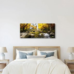 Kép - Vízesések őszi tájban, sárga (120x50 cm)