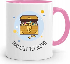 Rózsaszín Bögre Ajándék A Főnöknek Egy Ilyen Főnök Egy Kincs, fényképes nyomtatással