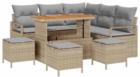 vidaXL Kerti Kanapé Szett párnával 9 pcs Bézs polirattan