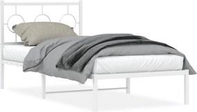 vidaXL fehér fém ágykeret fejtámlával 90x200 cm