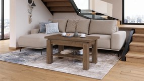 Mazzoni BRAWO Barna Tölgy - NYITHATÓ/MAGASÍTHATÓ DOHÁNYZÓASZTAL POLCCAL ÉTKEZŐASZTALKÉNT IS HASZNÁLHATÓ