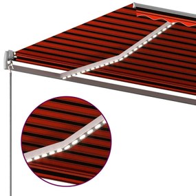 narancssárga-barna szélérzékelős és LED-es napellenző 6 x 3 m