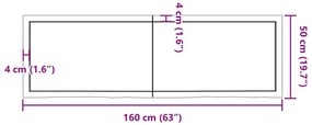 világosbarna kezelt tömör tölgyfa asztallap 160x50x(2-4) cm