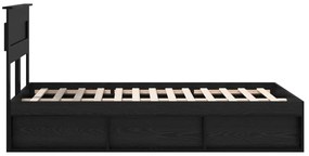 vidaXL Ágykeret matracmal fiókkal Fekete 120 x 190 cm Tömör fenyőfa