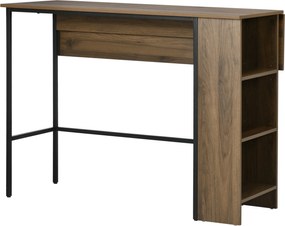 HOMCOM Bővíthető Bárasztal Bistro Asztal Étkezőasztal 3 Polccal és Fémszerkezettel Konyhához 120x76x91.4 cm Barna | Aosom