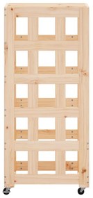fehér tömör fenyőfa rönktároló kerekekkel 40x49x110 cm