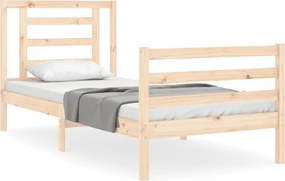 vidaXL tömör fa ágykeret fejtámlával 90 x 200 cm