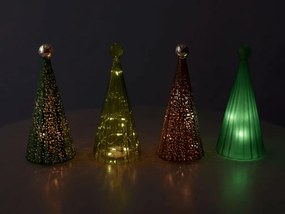 Üveg világító fa TWINKLE LED világítással 22 cm, barna-zöld árnyalatok