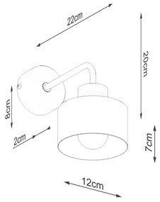 Sollux SL.1129 - Fali lámpa SAVAR 1xE27/60W/230V fekete