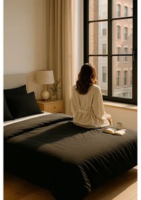 Fekete négyrészes kétszemélyes hosszabbított ágyneműhuzat lepedővel 200x220 cm Classic – Mila Home