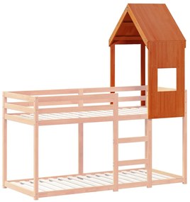 viaszbarna tömör fenyőfa gyerekágytető 55 x 84 x 132 cm