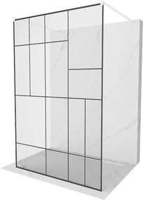 Mexen Kioto Walk-In Zuhanyfal    szabadonálló  130 x 200 cm,  átlátszó üveg/ fekete    8 mm,  fehér  - 800-130-002-20-7 Walk-In Zuhanyfal