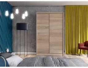 SAPHIRA tolóajtós gardrób 150x215 cm, sonoma tölgy színű