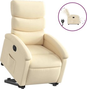 vidaXL elektromos felállást segítő krémszínű szövet dönthető fotel