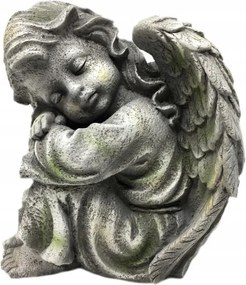 Angyalka kerti figura 24 cm szürke polyresin tartós dekoráció